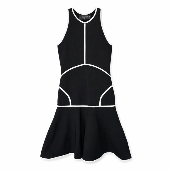 DSQUARED2 Dresses & Skirts - Dsquared2 Black White Piped Fit & Flare Dress Sz S Made in Italy